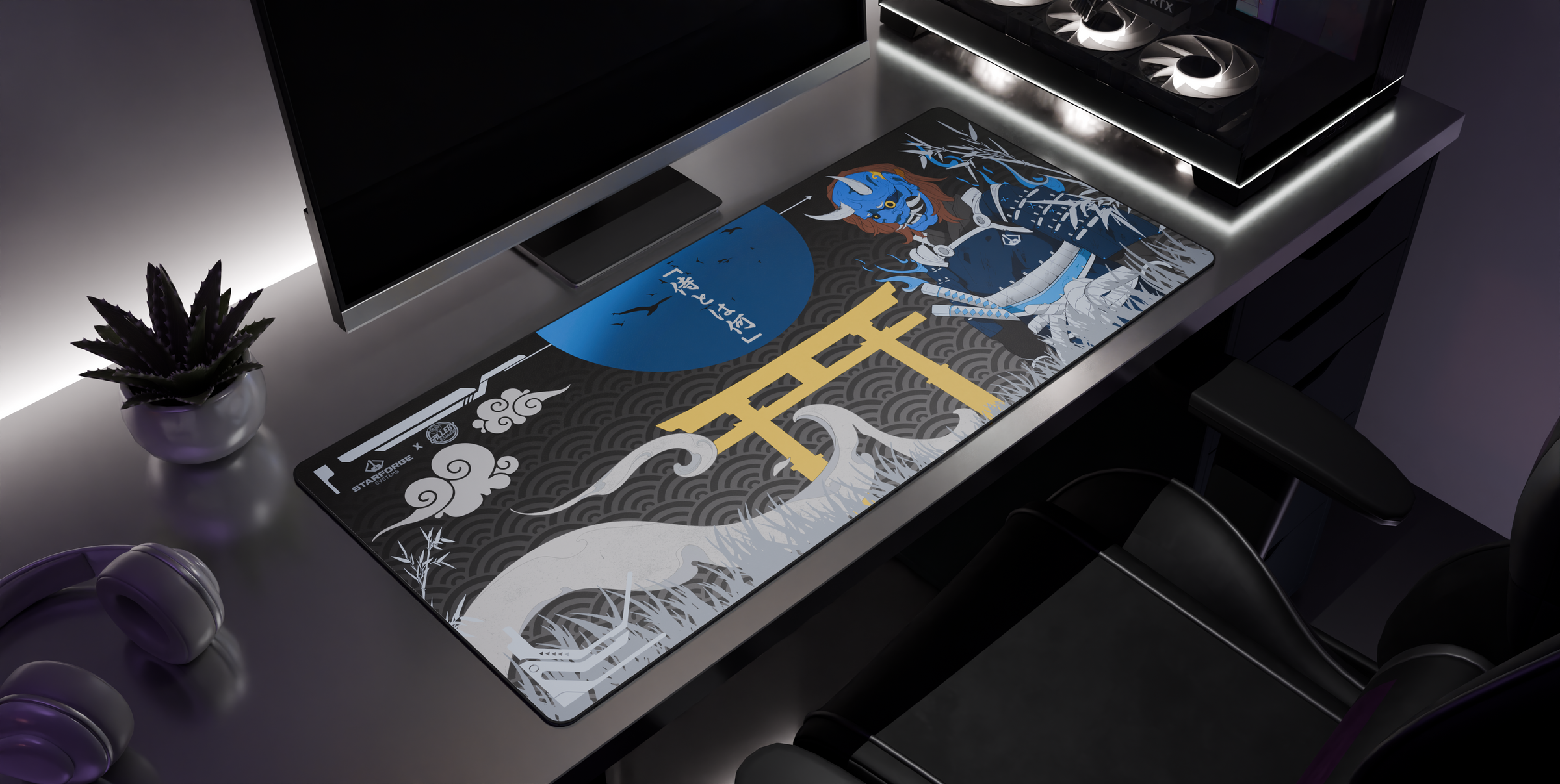 Azure Oni - Desk Mat side view
