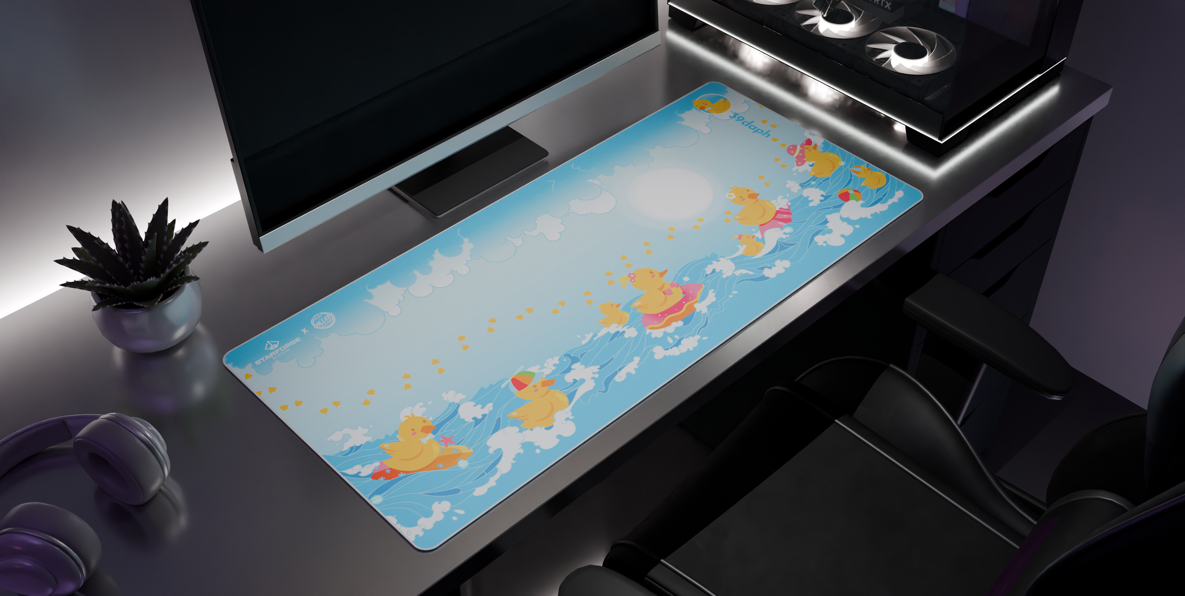 Daph's Ducks - Desk Mat side view