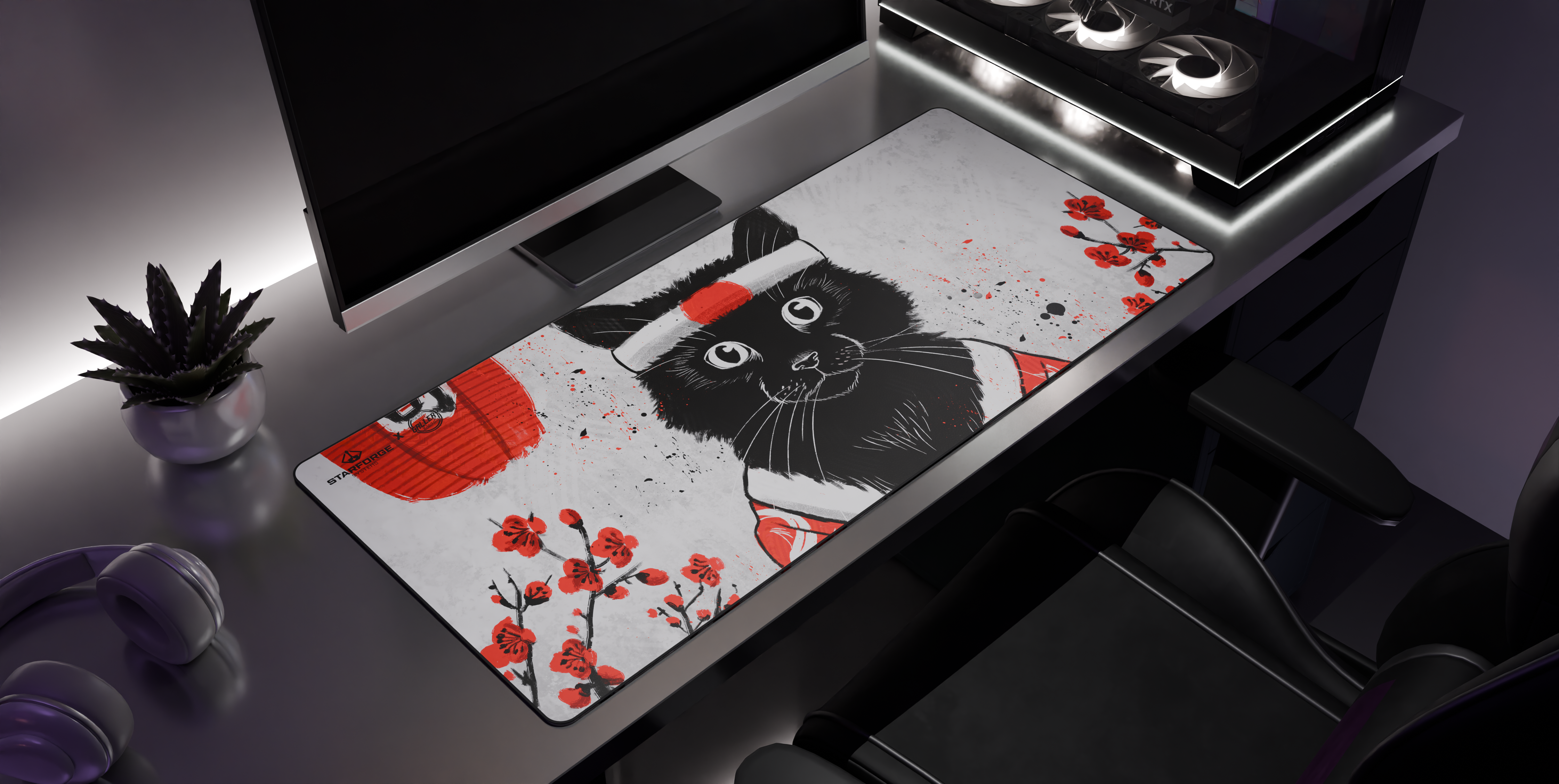 Sushi Cat - Desk Mat side view