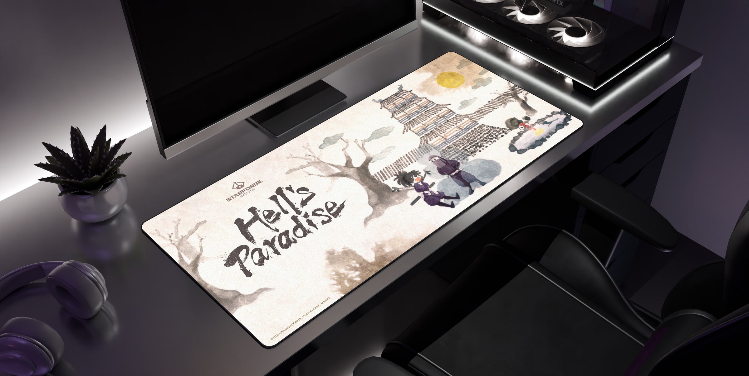 Detailed Plans - Hell's Paradise Desk Mat side view